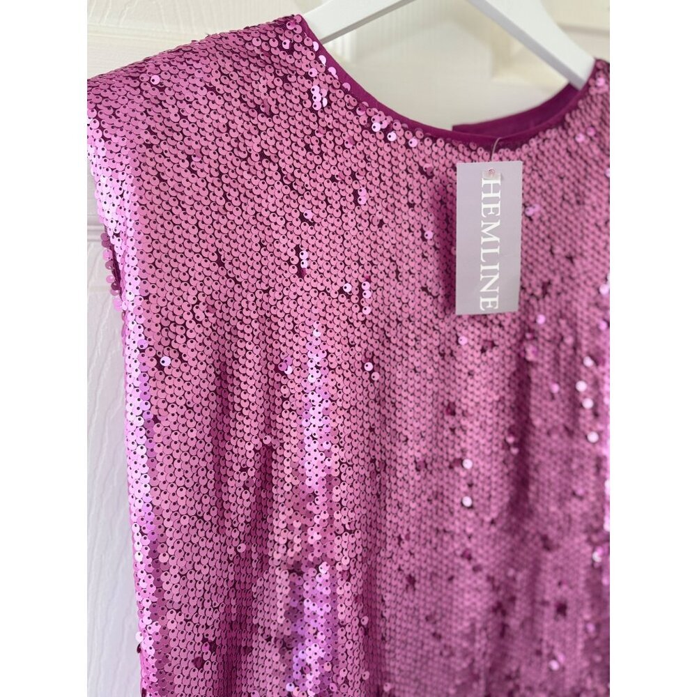 Hemline Hausen Pink Sequin Structured Shoulder Pa… - image 12
